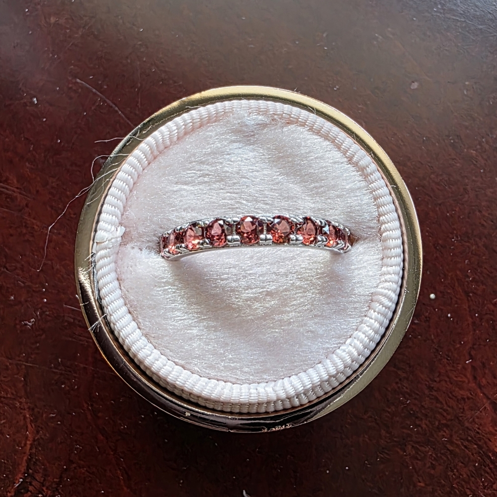 Garnet Sterling Silver Ring Size 8